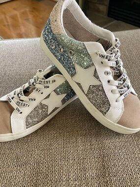 Vintage Havana Glitter Star Sneakers with White Accents